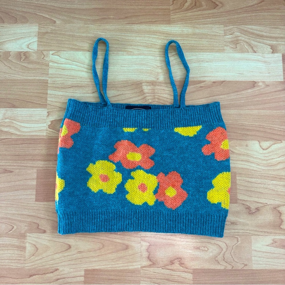 floral sweater cropped tank